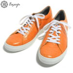 究極のレザースニーカー　クロコダイル　オレンジ　国産天然皮革　本革　革靴　メンズシューズ　BajoLugo　バジョルゴ（B1-1-1708-01）